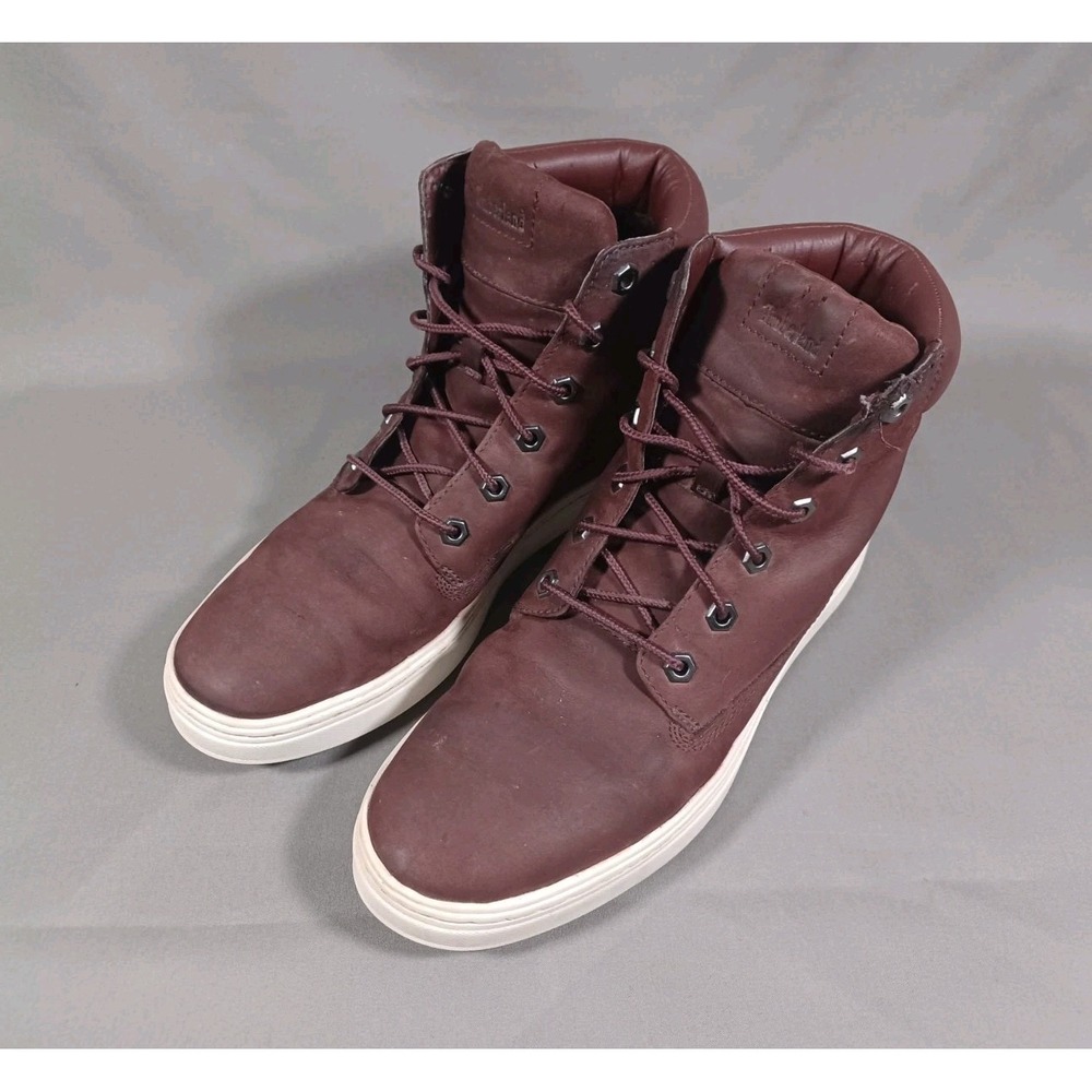 Timberland Womens 8 Burgundy Londyn 6-inch‎ Sneaker Boots Nubuck